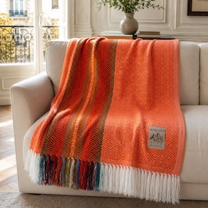 Copridivano e copriletto in alpaca peruviana - Coperta in alpaca 200x140 cm – Sumaq arancione