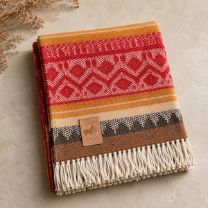 Coperta in alpaca peruviana 215x150 cm – Coperta grande e spessa 950 g – Coperta morbida per divano e letto – Inti Red
