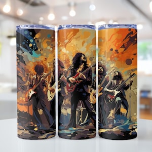 Rockstar Rock Band Themed Tumbler Wrap PNG 20oz Skinny Tumbler Sublimation Design PNG Design 20oz Skinny Tumbler Wraps