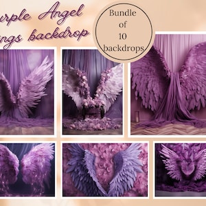 Bundle of 10 | Purple Angel Wings Digital Backdrops | Photo Background For Photography | Wedding & Maternity Backdrops