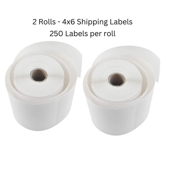 2 Rolls - 4" x 6" Thermal Shipping Label for Small Business, 250 Labels Per Roll, 500 Labels