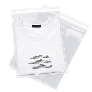 Poly Bag Resealable Clear Packaging Bag, Suffocation Warning, 9"x12", 11"x14"