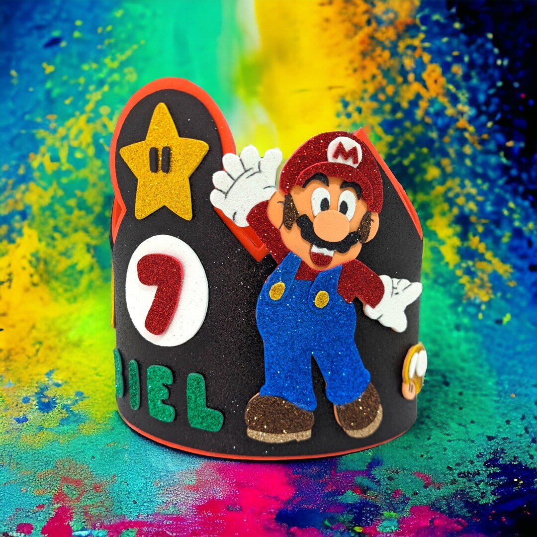 Mario Bros. Birthday Crown. Super Mario Bros. Themed Party. Personalized Crown. - Etsy UK