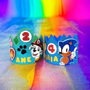 Corona di compleanno personalizzata. Design personalizzato per feste a tema personalizzate.