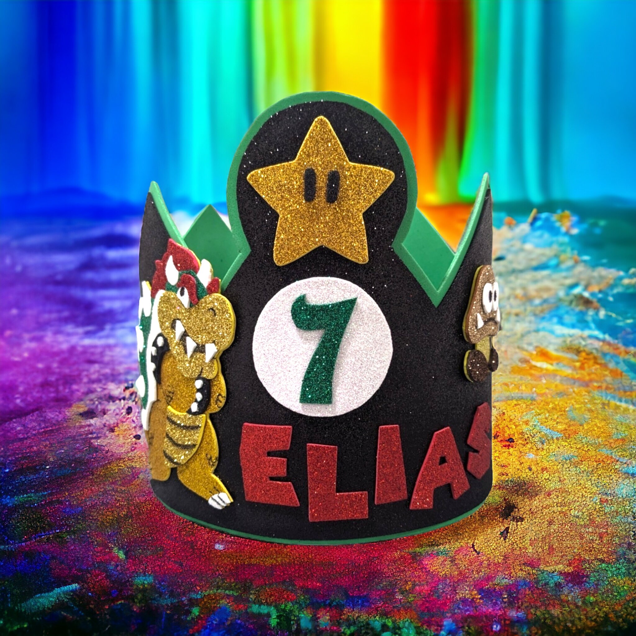 Corona De Cumpleaños Personalizada Con Nombre - Incluye Números 0-9 | Reutilizable | Para Niños Y Niñas