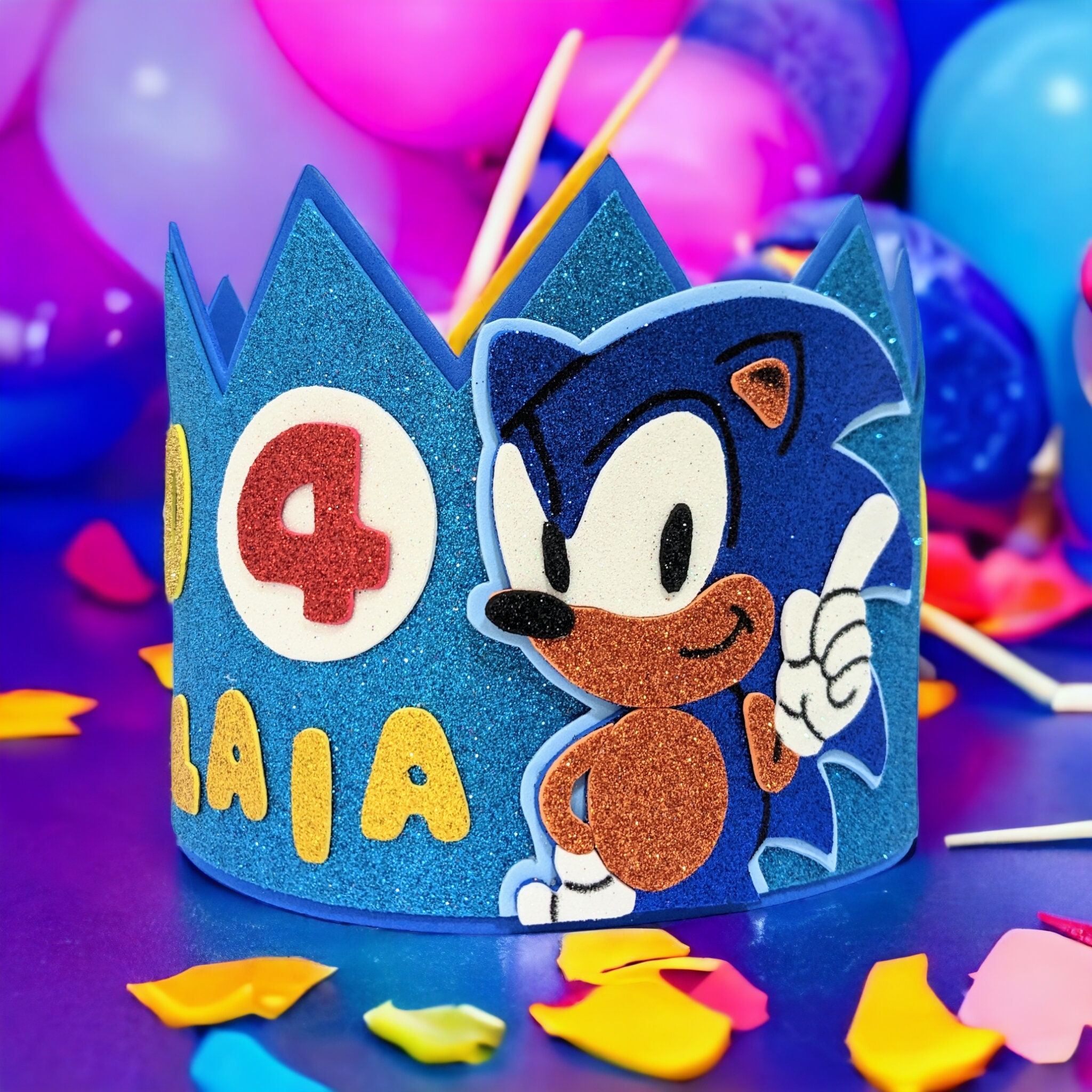 Sonic Birthday Crown. Sonic Theme Party. Personalized Crown. 