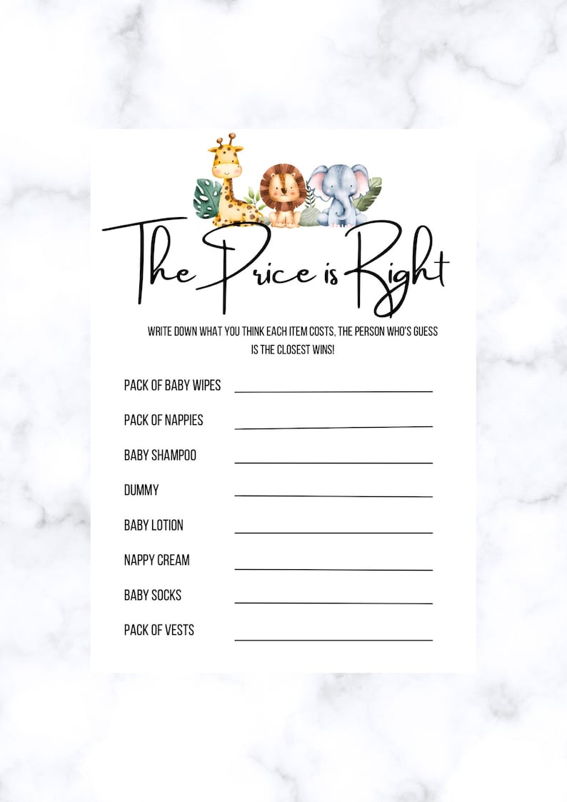 The Price is Right Baby Shower Game Etsy