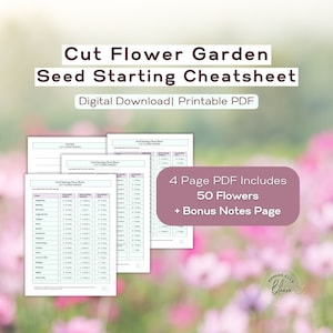 Snijbloementuinplanner Cheatsheet voor het planten van zaailingen | Afdrukbare pdf-bestand voor lentebloementuinzaad Snel en eenvoudig