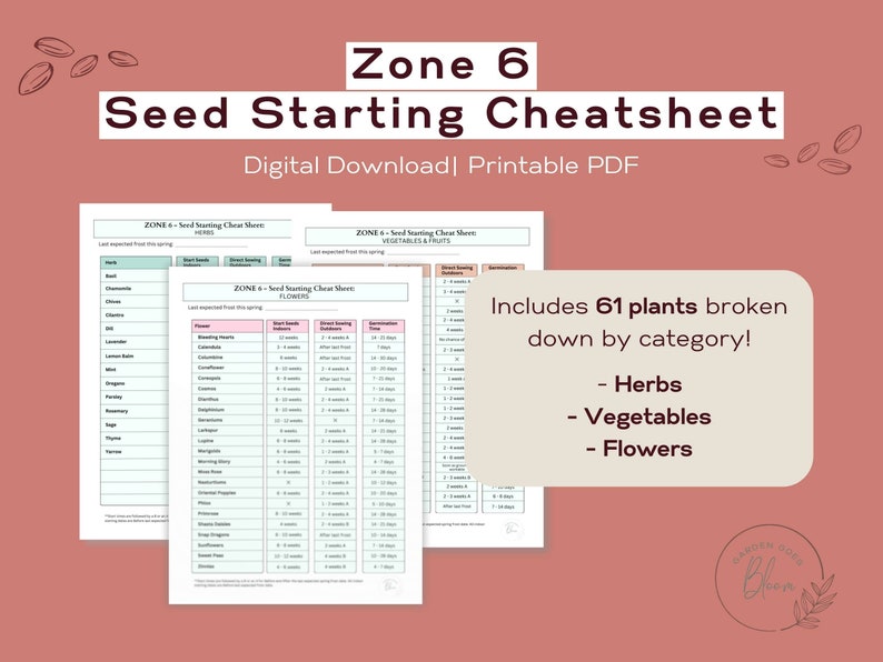 Zone 6 Seed Starting Cheat Sheet Planting Guide Printable Seed Starting Zone 6 Seed Starting Cheat Sheet Planting Guide Printable Seed Starting