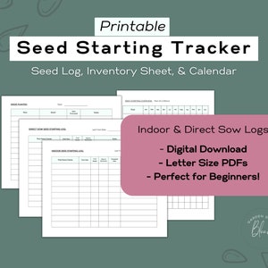 Seed Starting Tracker Sheets Printable Seed Starting Log - Etsy