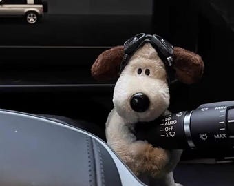 Aviator Dog Dashboard Plush Car Decor | Driving Buddy Car Ornament | Cute Plush Accessory