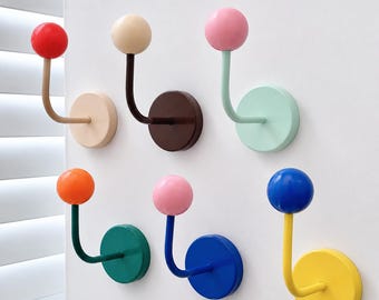 Color Block Magnetic Wall Hook, Round Ball Refrigerator Hanger for Bags, Clothes and Hats