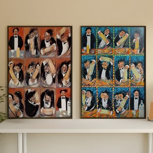 Guy Buffet Set of 2 'The Making Of Perfect Martini' Wall Art Framed / Unframed / Canvas, Vintage Food & Drink Poster, Bar Art, Cafe, Liquor