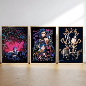 Arcane Jynx SET of 3 Canvas / Art Prints / Framed, League of Legends Art, High Quality Arcane Poster, Bedroom Decor, Gaming Wall Art Print