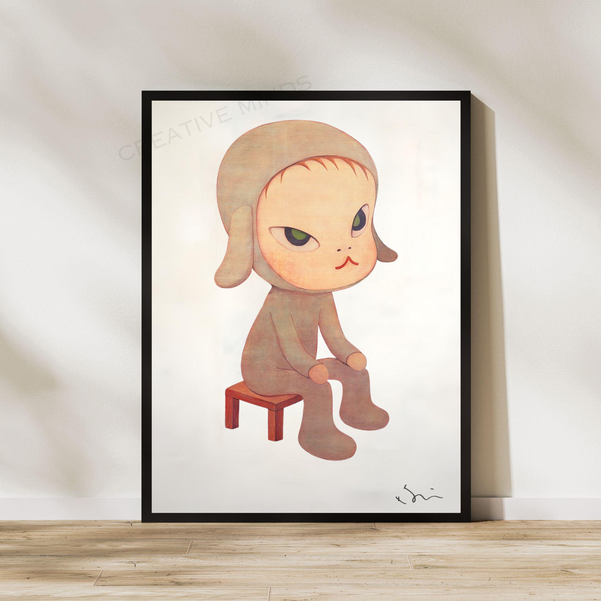 Yoshitomo Nara Signed Art High Quality Set of 3 Canvas / Art Prints / Framed Japanese Wall Art, We are Punks, Harmless kitty, Yayoi Kusama