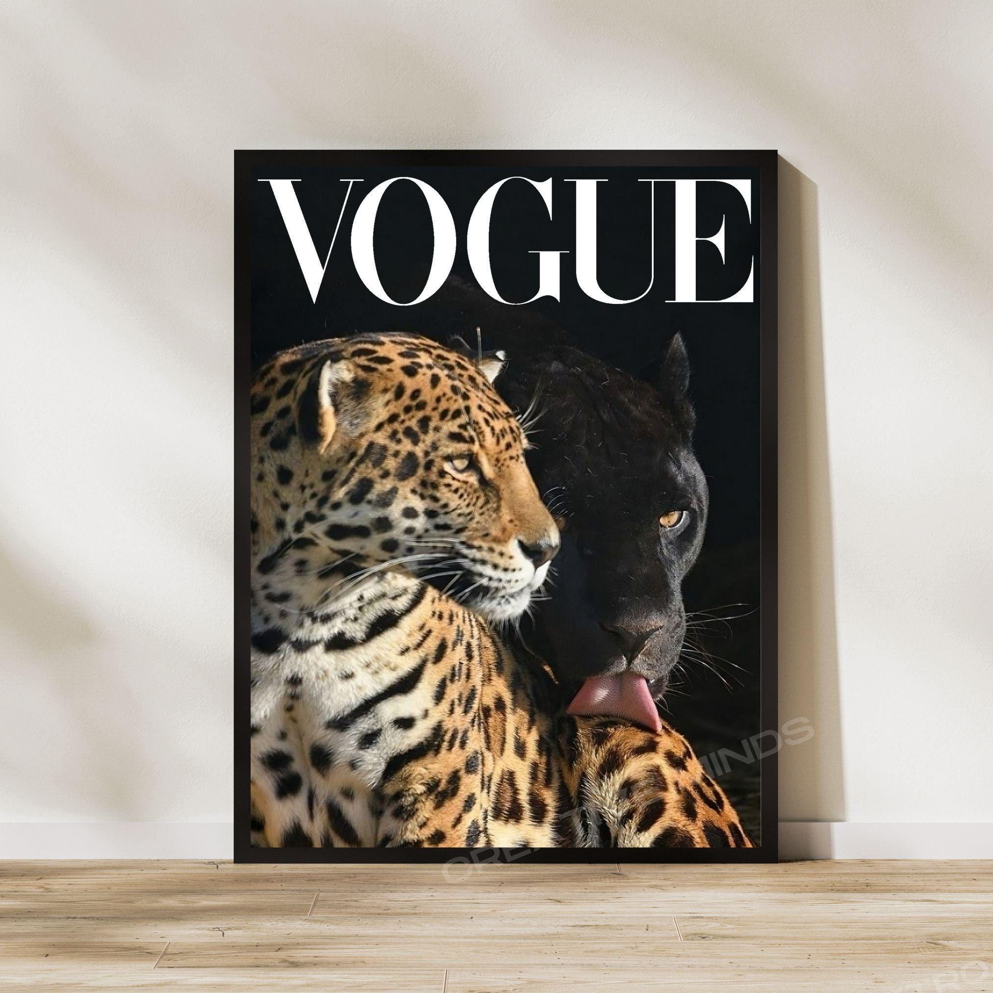 Retro Fashion Magazine Art Set of 3 Canvas / Art Prints / Framed, Vintage High Heels, Leopard Print Girly Poster, Trendy Wall Art Luxury Set
