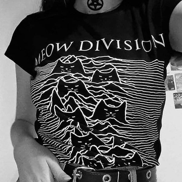 Meow Division T-Shirt, Goth Darkwave, The Cure, The Smiths, Bauhaus, Siouxsie, Robert Smith, Depeche Mode, Postpunk, bestes Geschenk für Katzenliebhaber