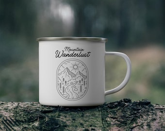 Mountain Wanderlust Enamel Camping Mug