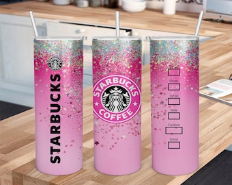 20 oz Straight Skinny Tumbler Starbucks Blush Pink Glitter Sublimation Design PNG Instant Download DIGITAL ONLY