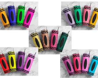 Glitter Crayon Sublimation Tumbler Wrap Design | JPG Files | 20oz Tumbler Wrap/ 22 saucers