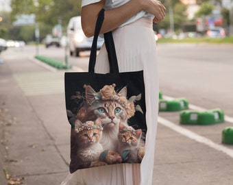 Mother Cat and Kittens Tote | Cute Tote Bags, Mama, Mama Cats, Mother's Day, Mother's Day Gifts, Gifts for Mom, Grandma, Aunt, GiGi, Nana