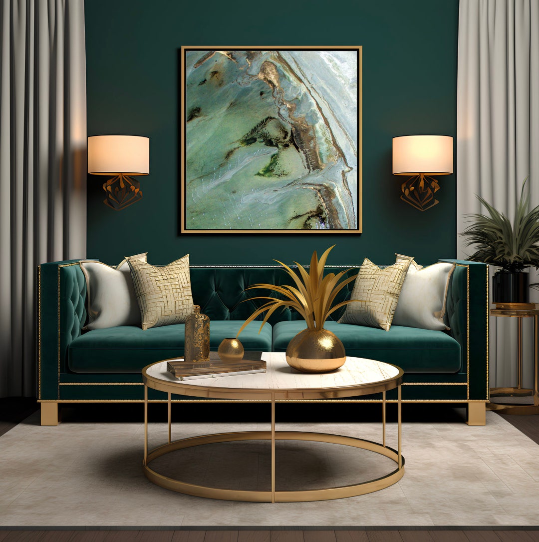 Luxury Green and Gold Living Room Artwork Mockup - Etsy
