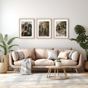 Boho Warm Neutral Tone - 3 Frame Living Room Mockup