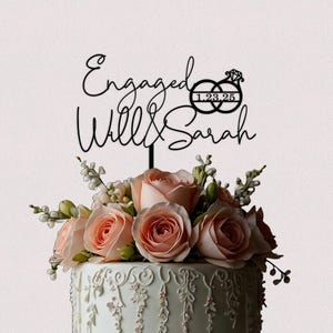 Engagement Ring Cake Topper / Personalized Engagement Cake Topper / Custom Couple Name Cake Topper / Cake Topper For Engagement