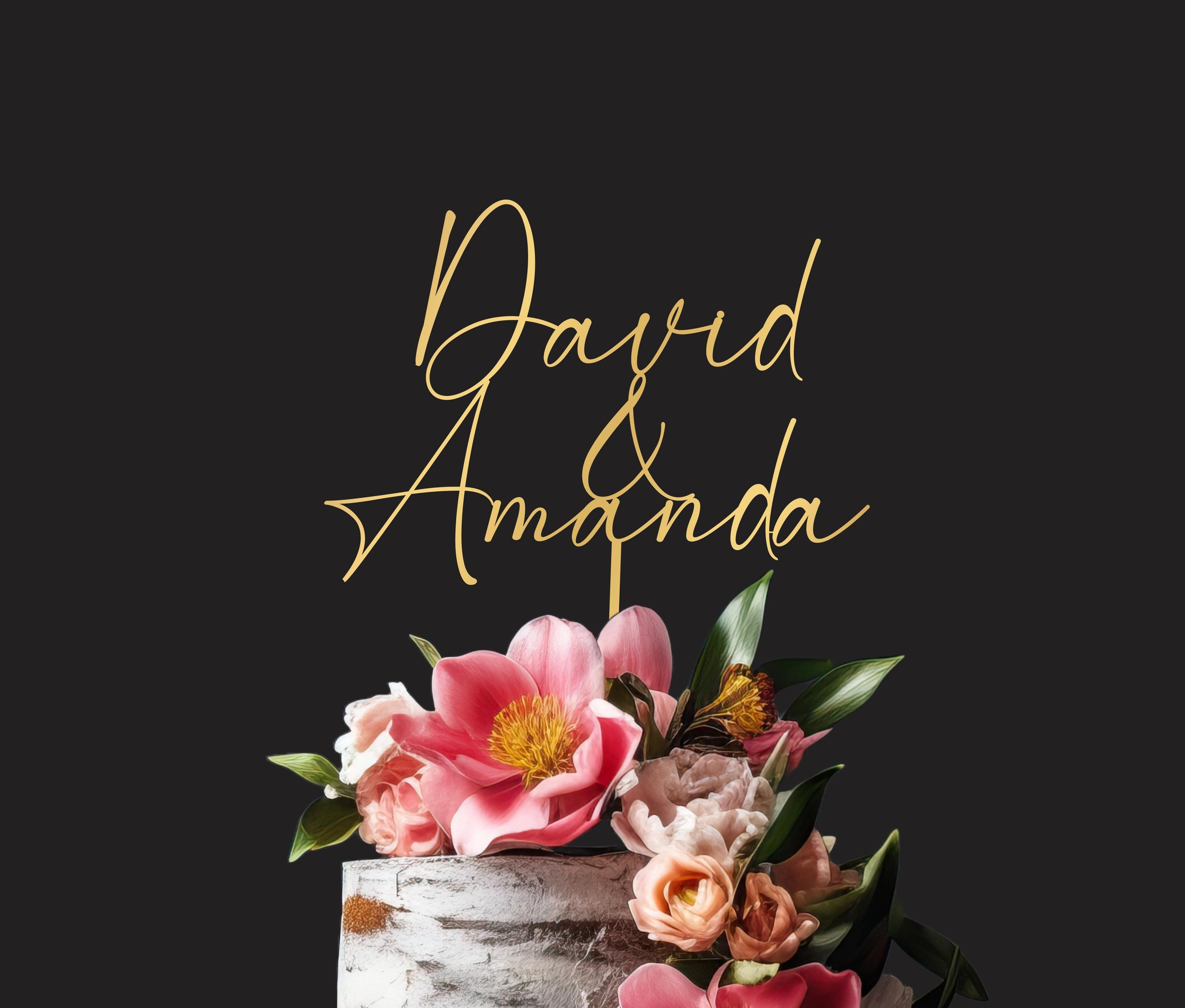 Custom Script Cake Toppers for Wedding, Monogram Wedding Topper, Rustic Wedding Cake Topper