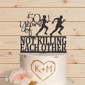 Funny Anniversary Cake Topper: Custom Wood Couple, 50th, 40th, 30th Decor