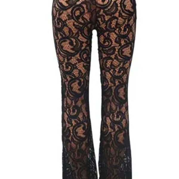 Black lace pants