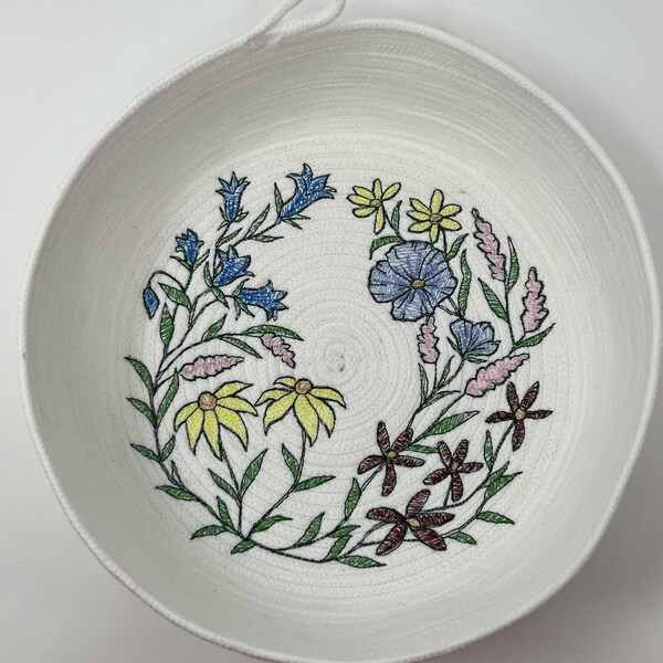 Embroidered Rope Baskets Etsy