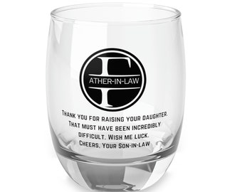 Father in law gift from son in law whiskey glass bar glass monogram wedding gift father of the bride sarcastic funny gift from groom