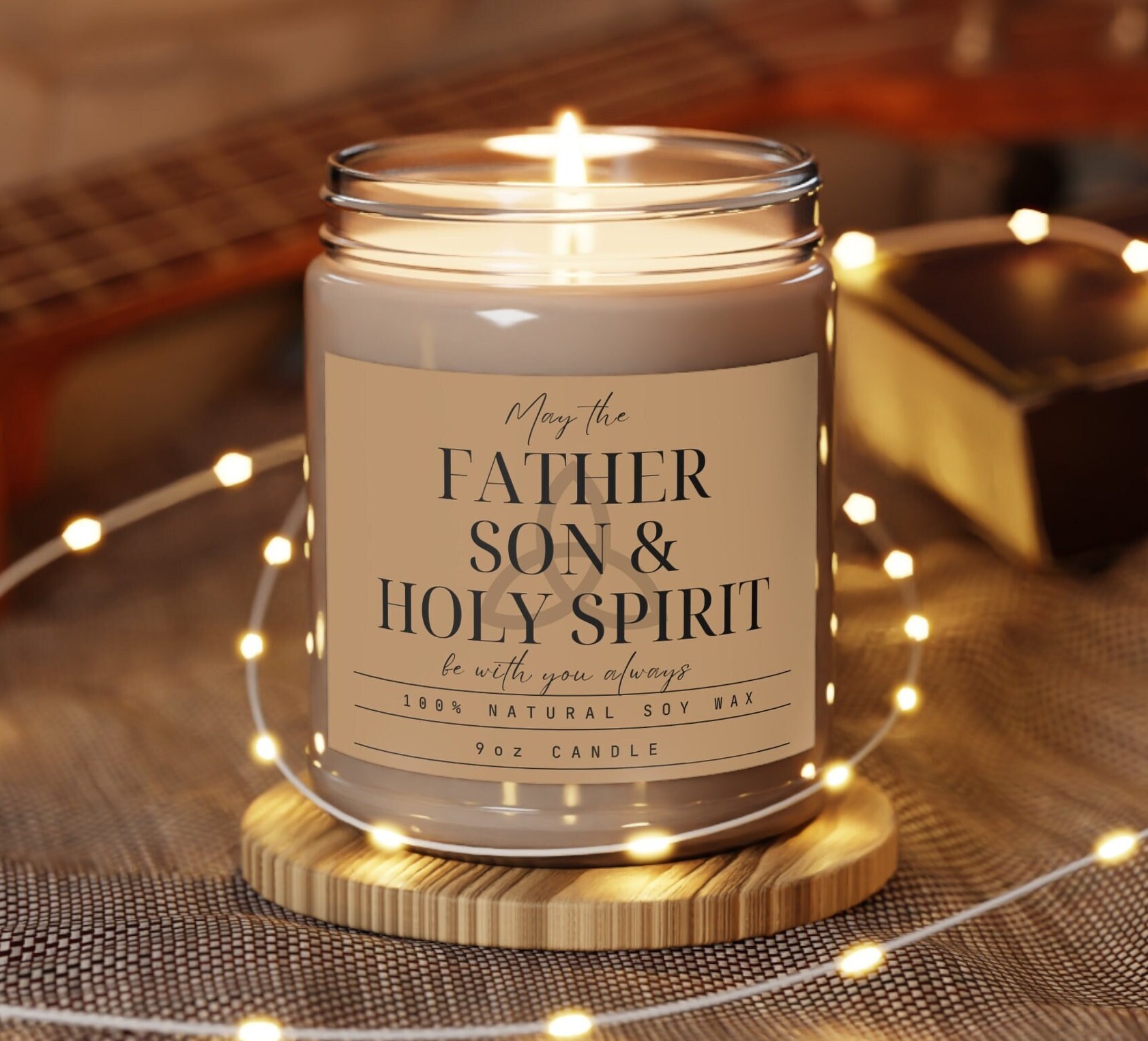 Catholic blessing candle, catholic home decor, catholic housewarming, trinity, Father son holy spirit candle, home altar, prayer candle