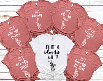 Funny bachelorette party shirts, winery bachelorette shirts, bloody mary bridal shower shirts, bridal party brunch, unique bridesmaids gifts