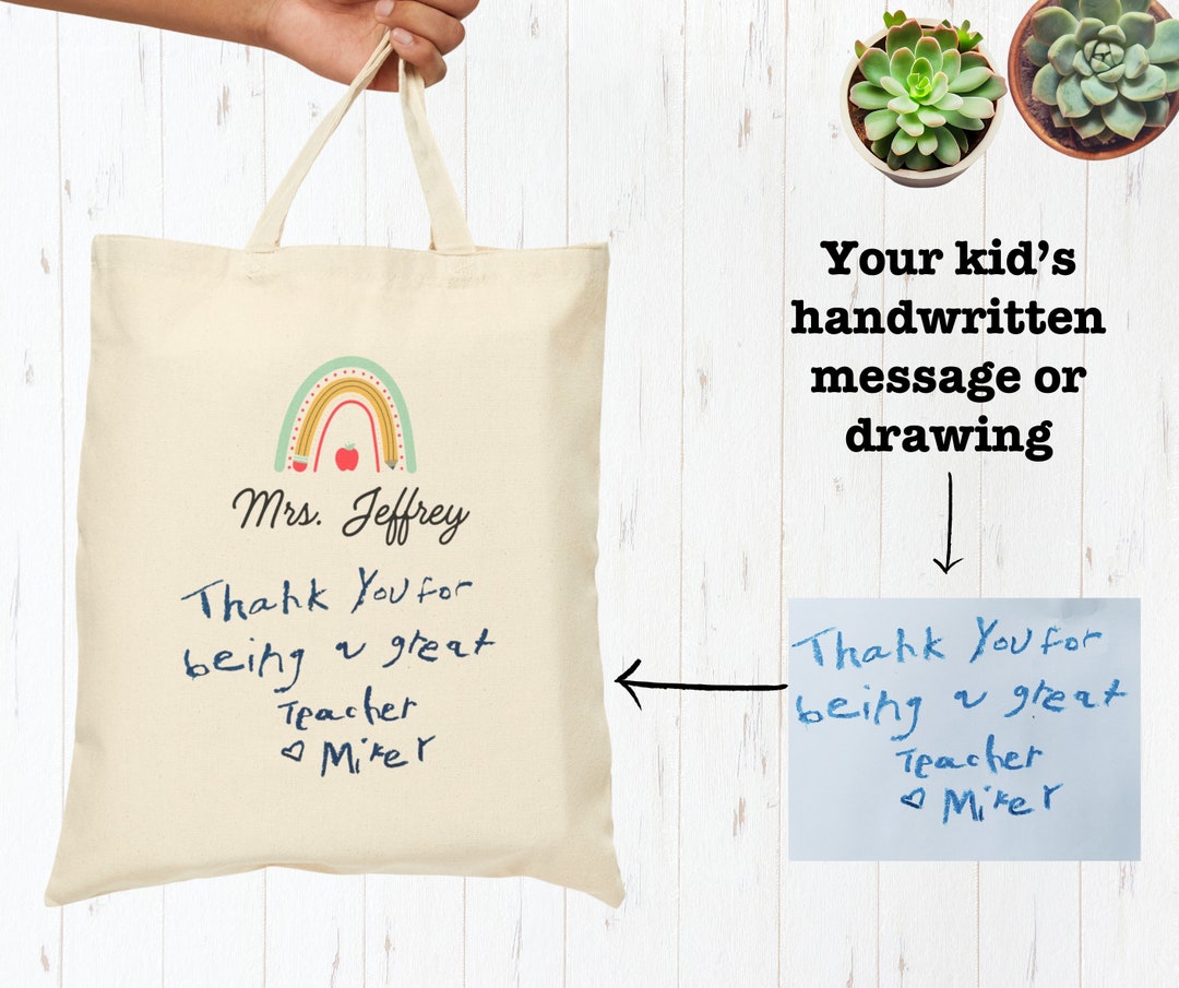 Personalized Handwriting Tote Bag Custom Teacher Appreciation Gift ...