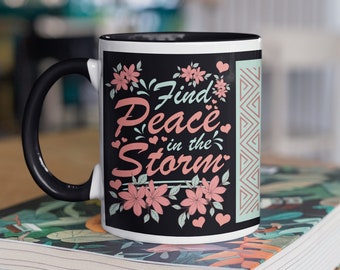 Boho Floral Coffee Mug: Motivational Self Care Gift, 11oz Ceramic