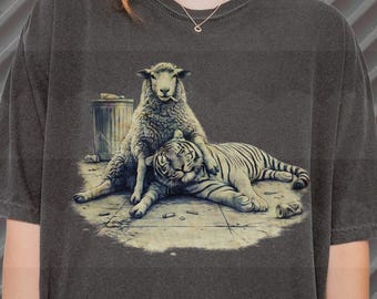 Sheep Tiger Graphic Tee - Comfort Colors Vintage Streetwear T-Shirt