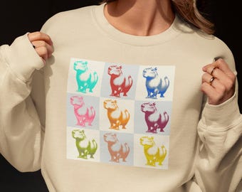 Capybara Streetwear Sweatshirt - Pop Art Animal Sweater, Retro Capybara Grid Design, Unisex Crewneck