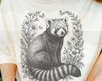 Red Panda Botanical T-Shirt – Vintage Forestcore Woodland Graphic Tee