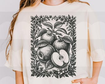 Vintage Cottagecore Apple Garden Graphic T-Shirt – Farmers Market Fruit Tee