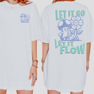 Pilz Blumen T-Shirt Retro Cartoon Style Shirt Vintage Sommer Grafik Shirt für Frauen