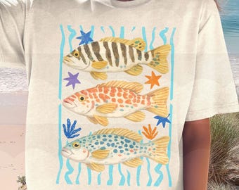 Tropical Fish Shirt - Comfort Colors Beach Tee, Maximalist Ocean T Shirt, Sea Life Lover Gift