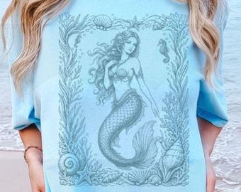 Mermaid Beach Shirt - Vintage Ocean T Shirt, Coastal Sea Tee, Mermaid Lover Gift, Summer Vacation Shirt