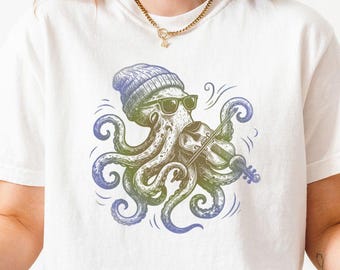 Octopus Violin T-Shirt - Funny Sea Creature Shirt, Musician Octopus Graphic Tee, Marine Life Art, Gift For Violinist, Unisex