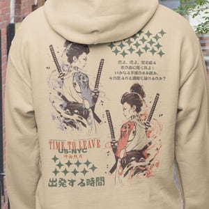 Samurai Hoodie Japanese Streetwear Katana Pullover Anime Graphic Hoodie Urban Ninja Aesthetic Vaporwave Grunge Sweatshirt