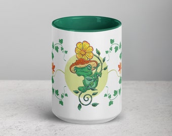 Boho Cottagecore Mug Frog and Flower Coffee Cup