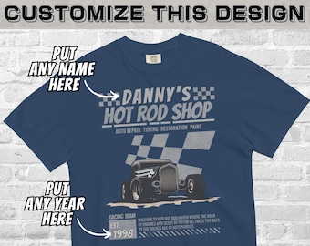 Personalized Hot Rod T-Shirt: Vintage Car Garage Team Tee