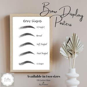 Brow Display Poster, Eyebrow Shapes, Eyebrow Style Poster, Beauty Salon Art, Eyebrow Diagram, Printable Beauty Poster, 2 Brow posters