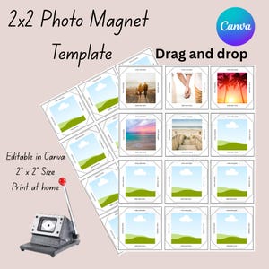 DIY Printable Photo Magnet Template | Instant Download | 2&quot;x2&quot; Size